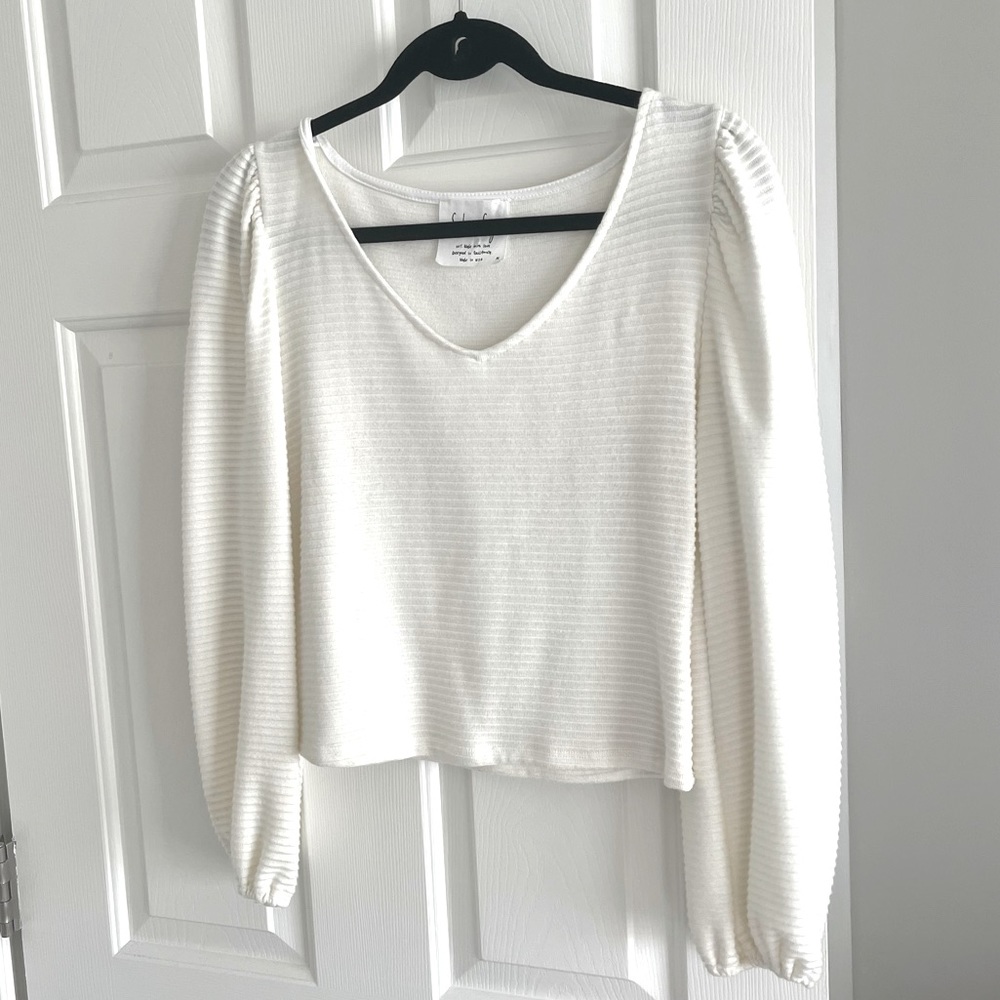 Sadie & Sage Ribbed Off White Sweater